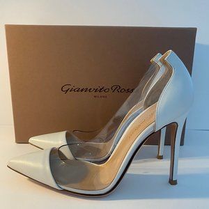 GIANVITO ROSSI –PLEXI PUMP – NAPPA WHITE – SIZE 37